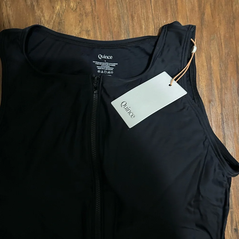 Quince Italian Zip-Front One-Piece Swimsuit in Black Women’s Size Large NWT - Picture 6 of 11